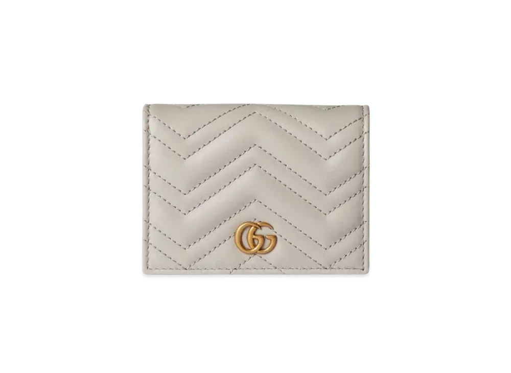 GUCCI GG Marmont Card Case Wallet "Light Grey"