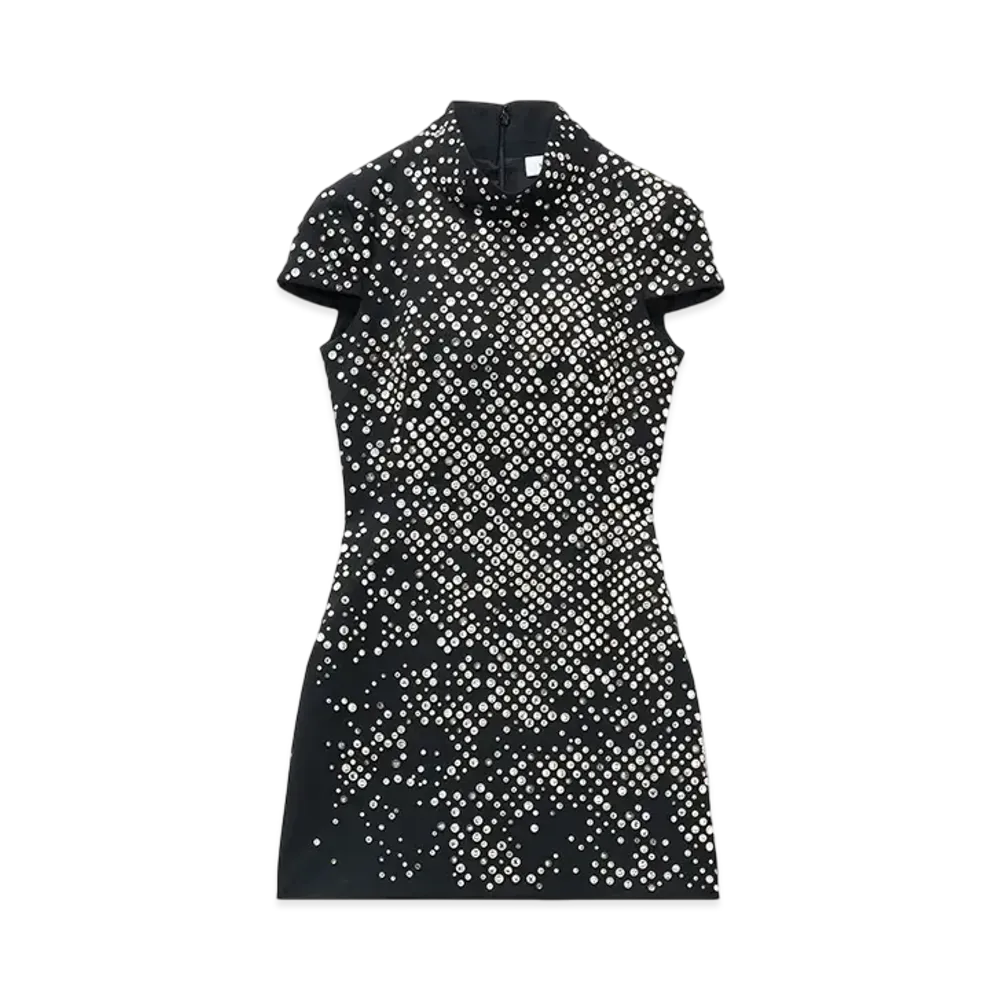 Alexander McQUEEN Crystal Embroidered Mini Dress "Black"