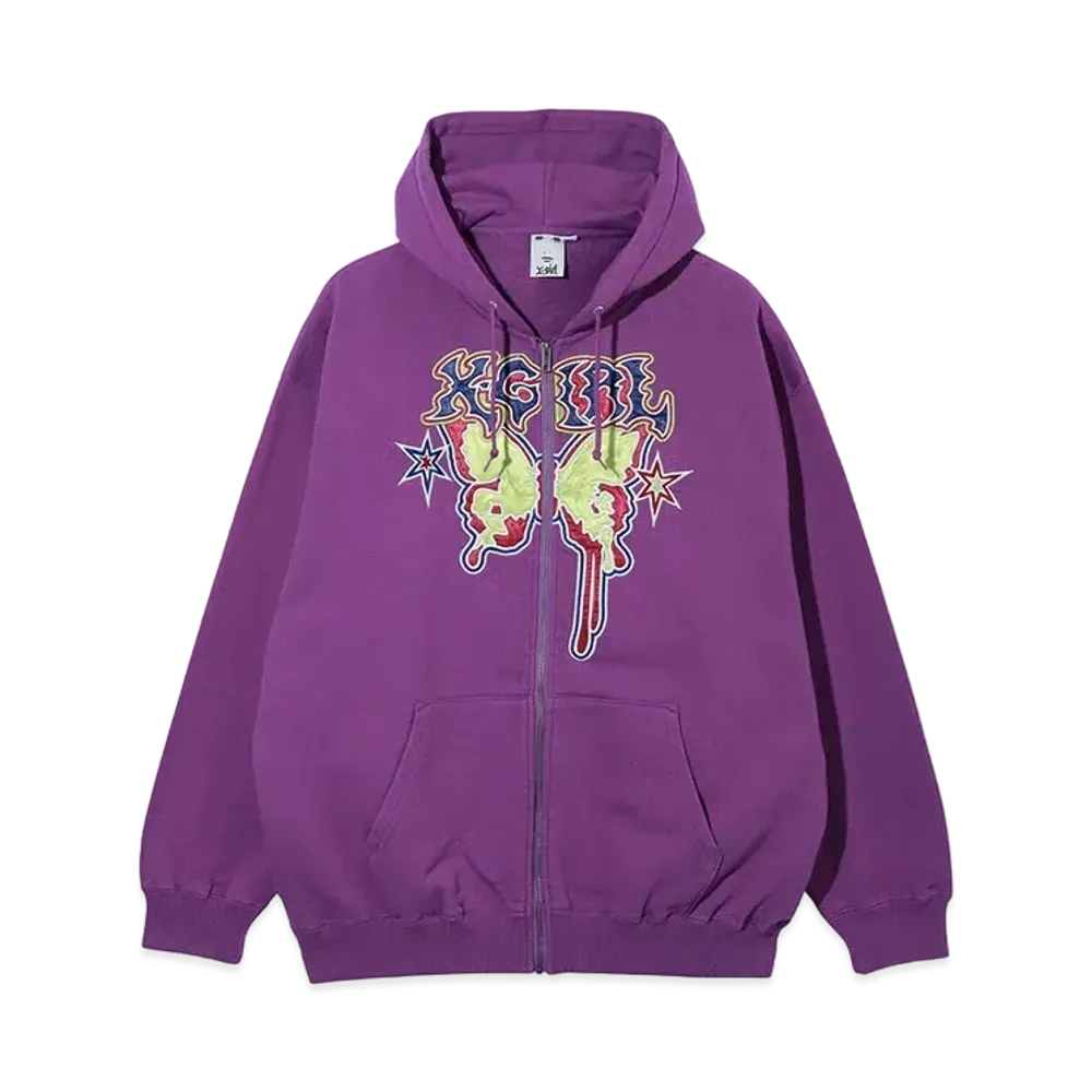 X-Girl Butterfly Zip Up Hoodie "Purple"