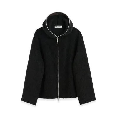 OUR LEGACY Full Zip Hood "Black Hairy Wool"