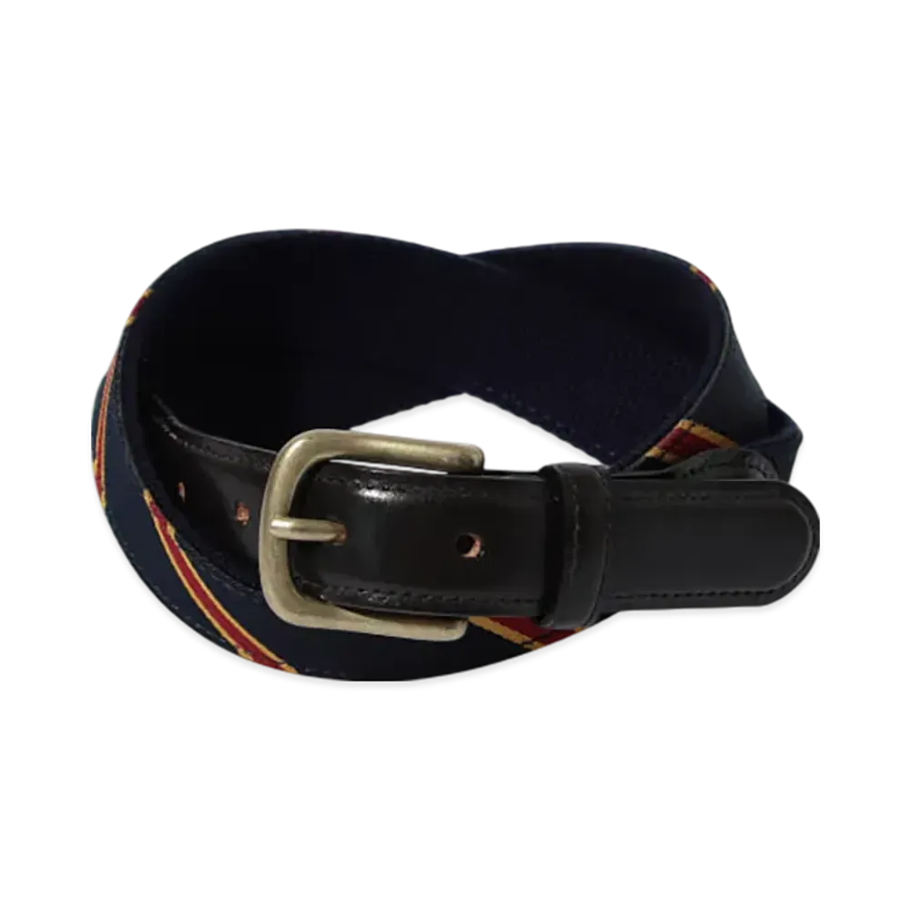 BEAMS Leather Tab Ribbon Belt "Navy"