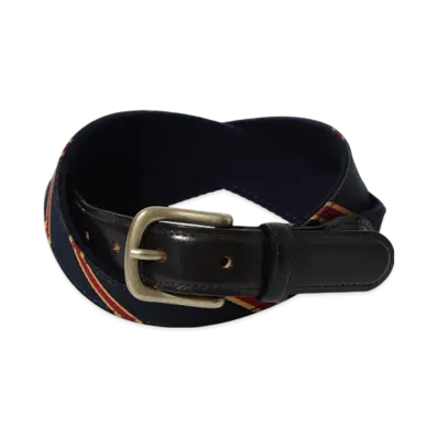 BEAMS Leather Tab Ribbon Belt "Navy"