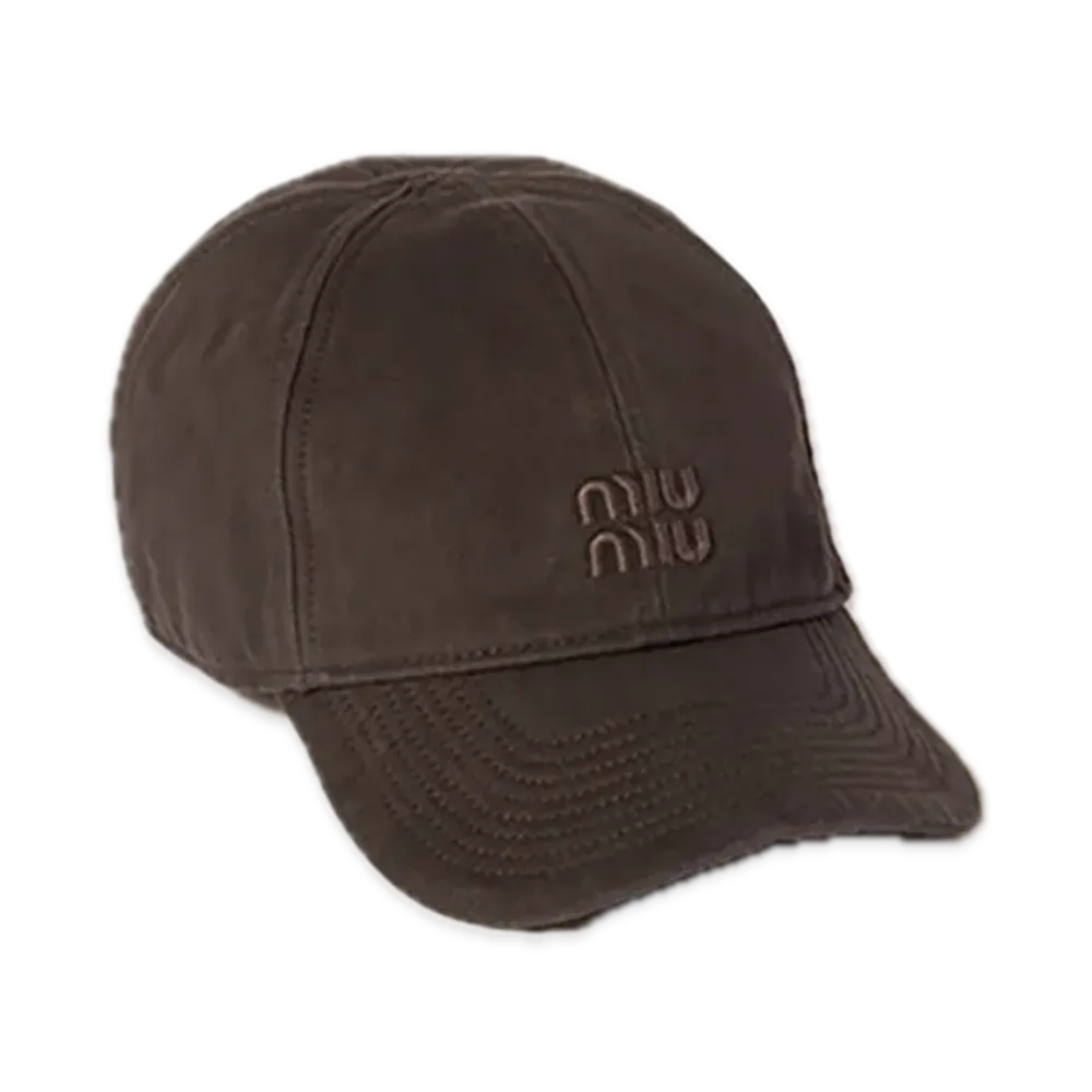 MIU MIU Drill Baseball Cap "Dark Brown"