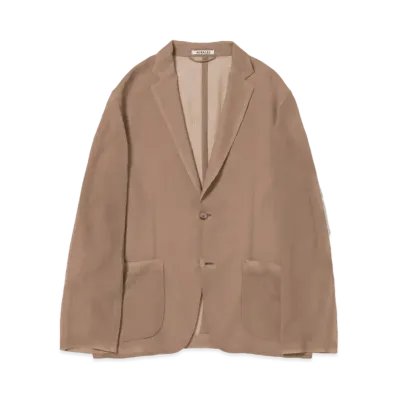 AURALEE Wool Recycle Polyester Leno Sheer Jacket "Brown"