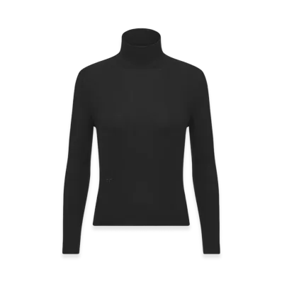 Dior Women's Turtleneck Sweater Cashmere Silk Ribbed Knit "Black"
