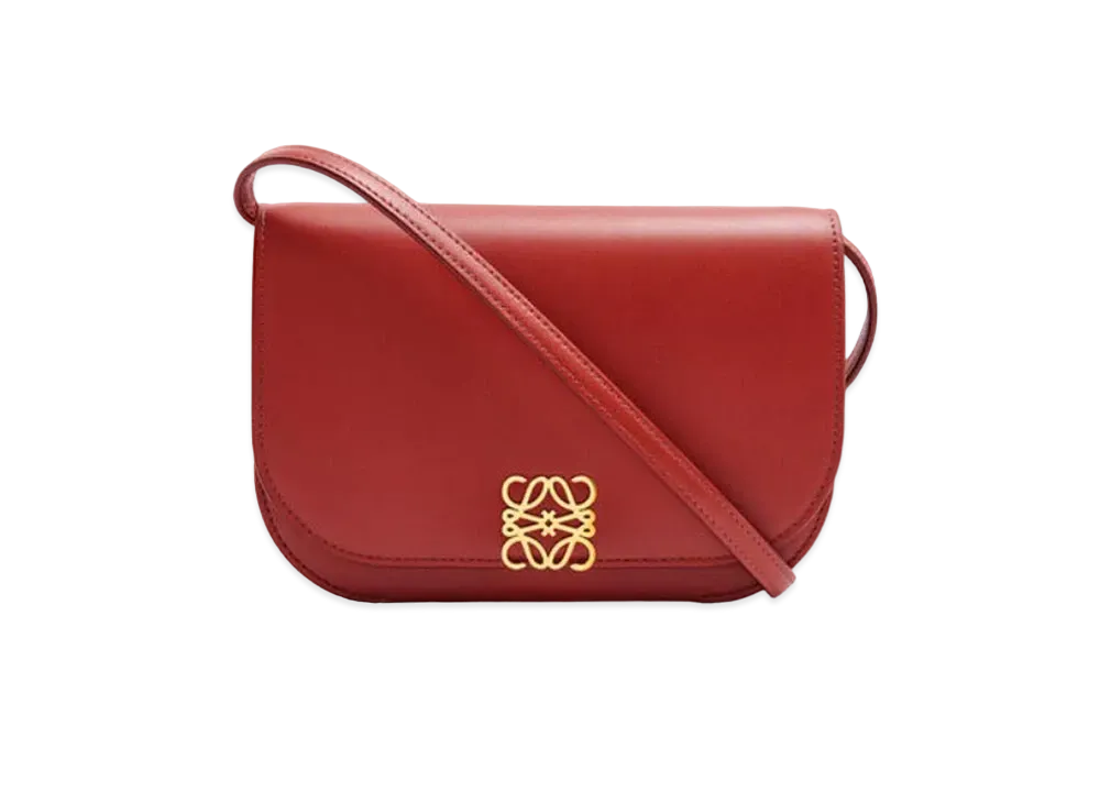 LOEWE Goya Accordion Clutch In Silk Calfskin "Deep Red"