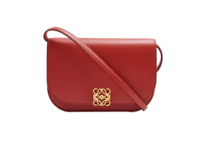 LOEWE Goya Accordion Clutch In Silk Calfskin "Deep Red"