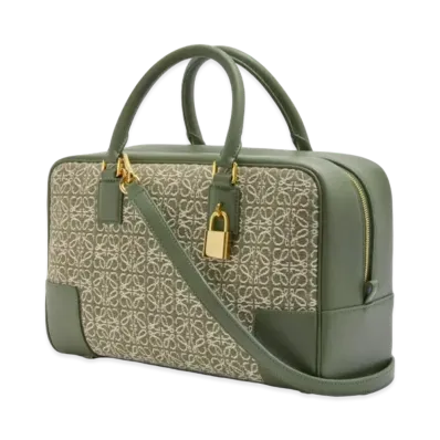 LOEWE Amazona 28 Bag In Jacquard And Calfskin "Green/Avocado Green"