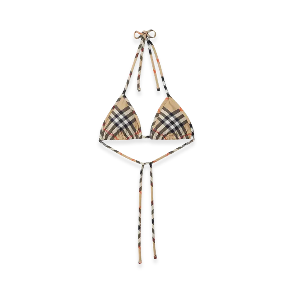 Burberry Women's Check Bikini Top "Sand Beige"