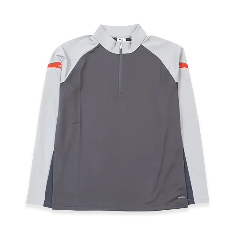 PUMA individualLIGA 1/4 Zip Top "Dusky Gray/Puma Red"