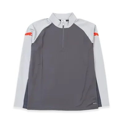 PUMA individualLIGA 1/4 Zip Top "Dusky Gray/Puma Red"