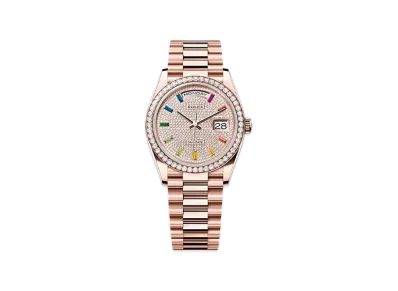 ROLEX Day-Date 36mm Everose Gold Diamond 128345RBR "Pave diamonds"