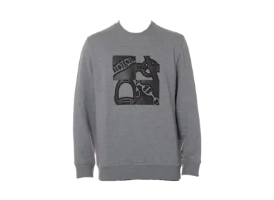 Hermes Metallerie au Carre Leather Patch Sweatshirt "Gray"