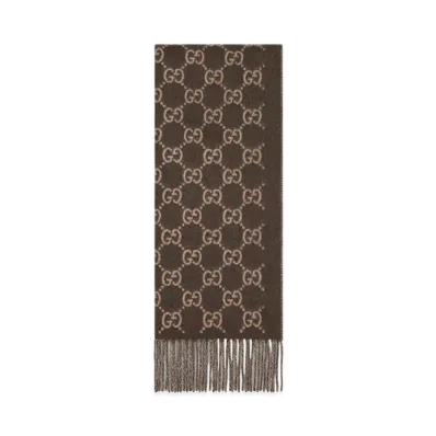 GUCCI Embroidered Cashmere Scarf "Printed"