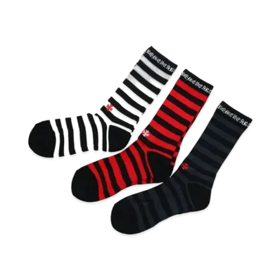 Chrome Hearts 3PK CH Striped Socks "Black/White/Red"