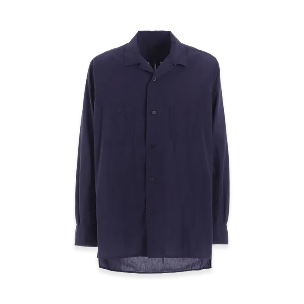S'YTE Broadcloth Chambray Loose-Fit Open Collar Shirt "Navy"