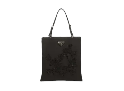 PRADA Embroidered Nylon Handbag "Black"