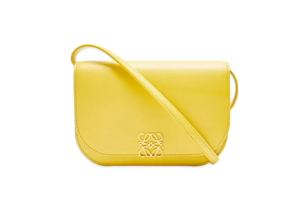 LOEWE Goya Accordion Clutch In Silk Calfskin "Yellow"