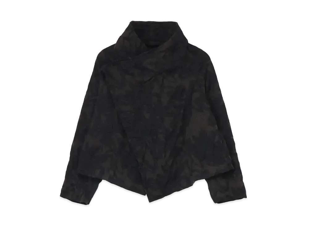 Yohji Yamamoto Y's FLOWER PRINT SHRINK LAYERED JACKET "Black"