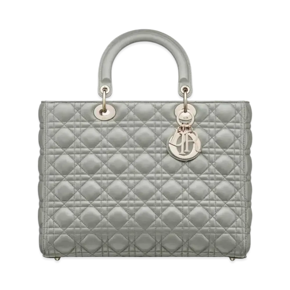 Dior Large Lady Bag Cannage Lambskin "Gray"