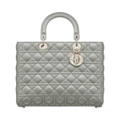 Dior Large Lady Bag Cannage Lambskin "Gray"