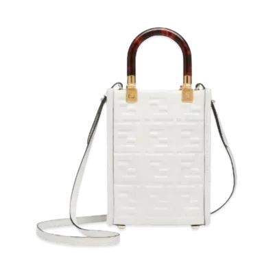 FENDI Sunshine Shopper Mini Leather Bag "White"