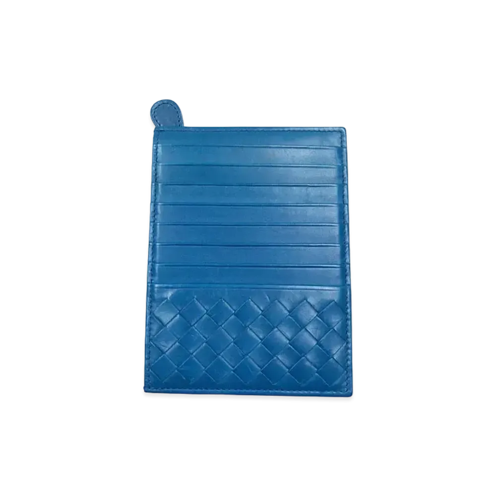 Bottega Veneta Intrecciato Card Case "Blue"