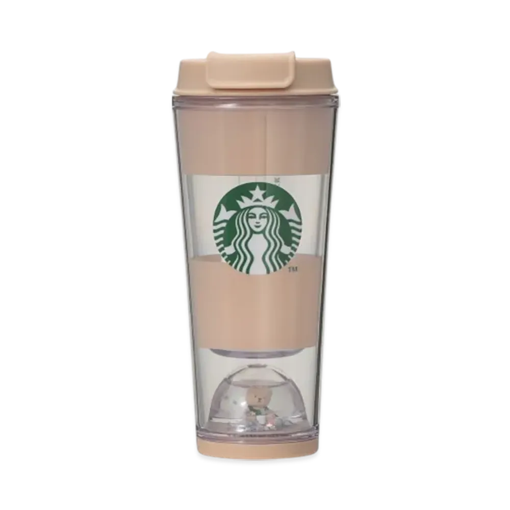 STARBUCKS x GELATO PIQUE Bear Snow Globe Border Tumbler 355ml "Mocha Beige"