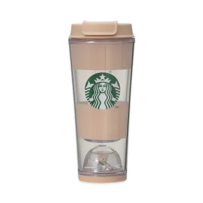 STARBUCKS x GELATO PIQUE Bear Snow Globe Border Tumbler 355ml "Mocha Beige"