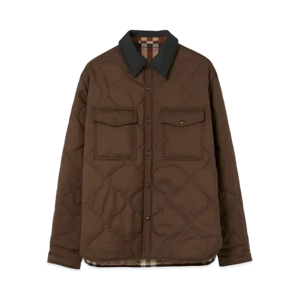Burberry Men's Reversible Quilted Overshirt "Dark Truffle Brown"
