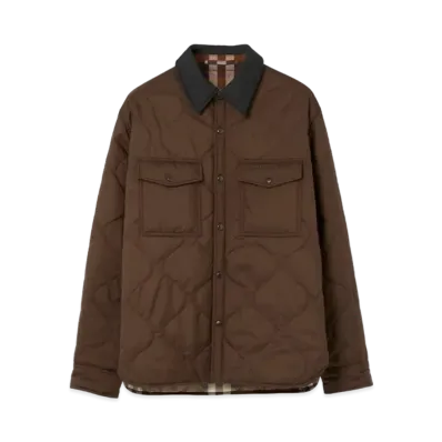 Burberry Men's Reversible Quilted Overshirt "Dark Truffle Brown"