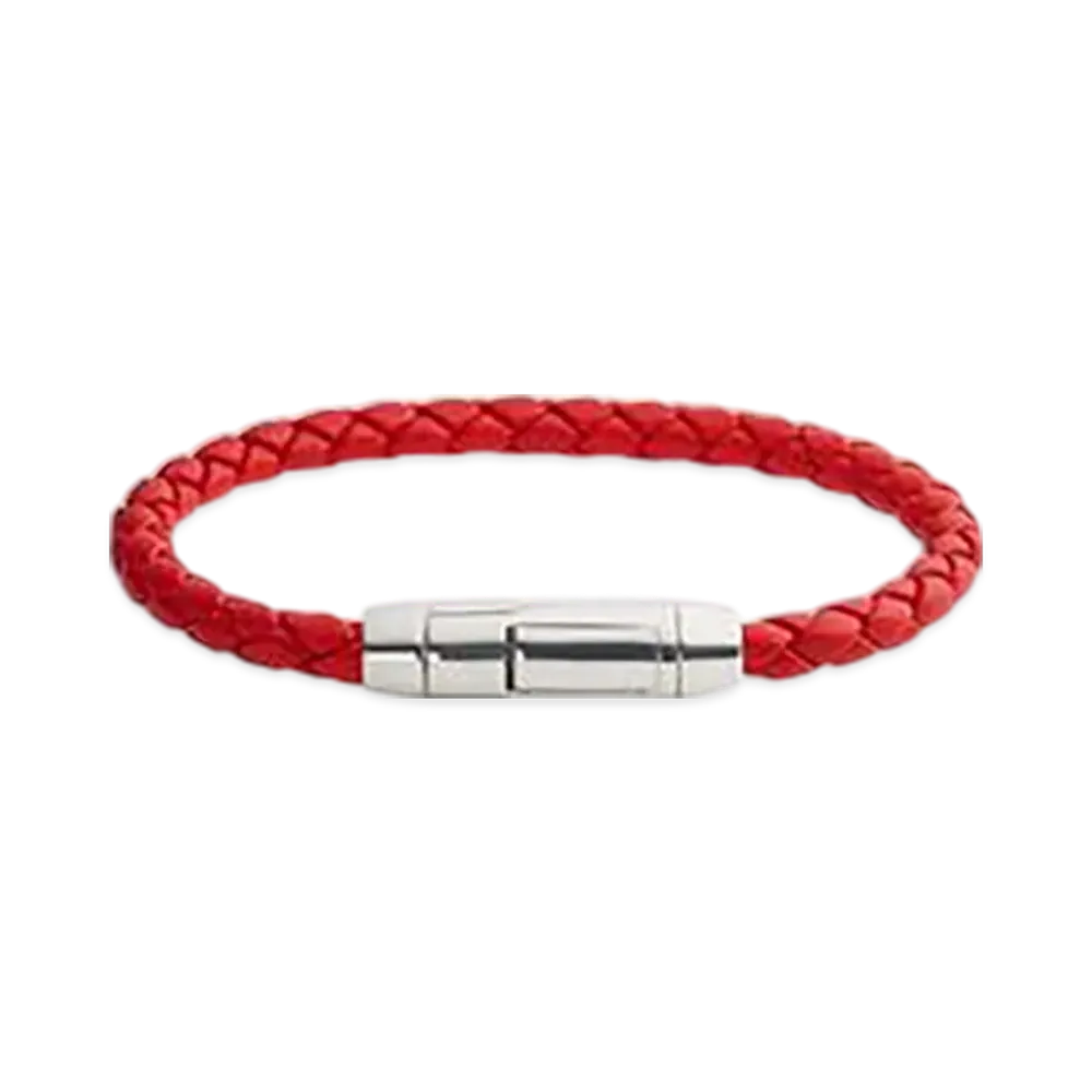 Bottega Veneta Braid Leather Bracelet "Red Stone"