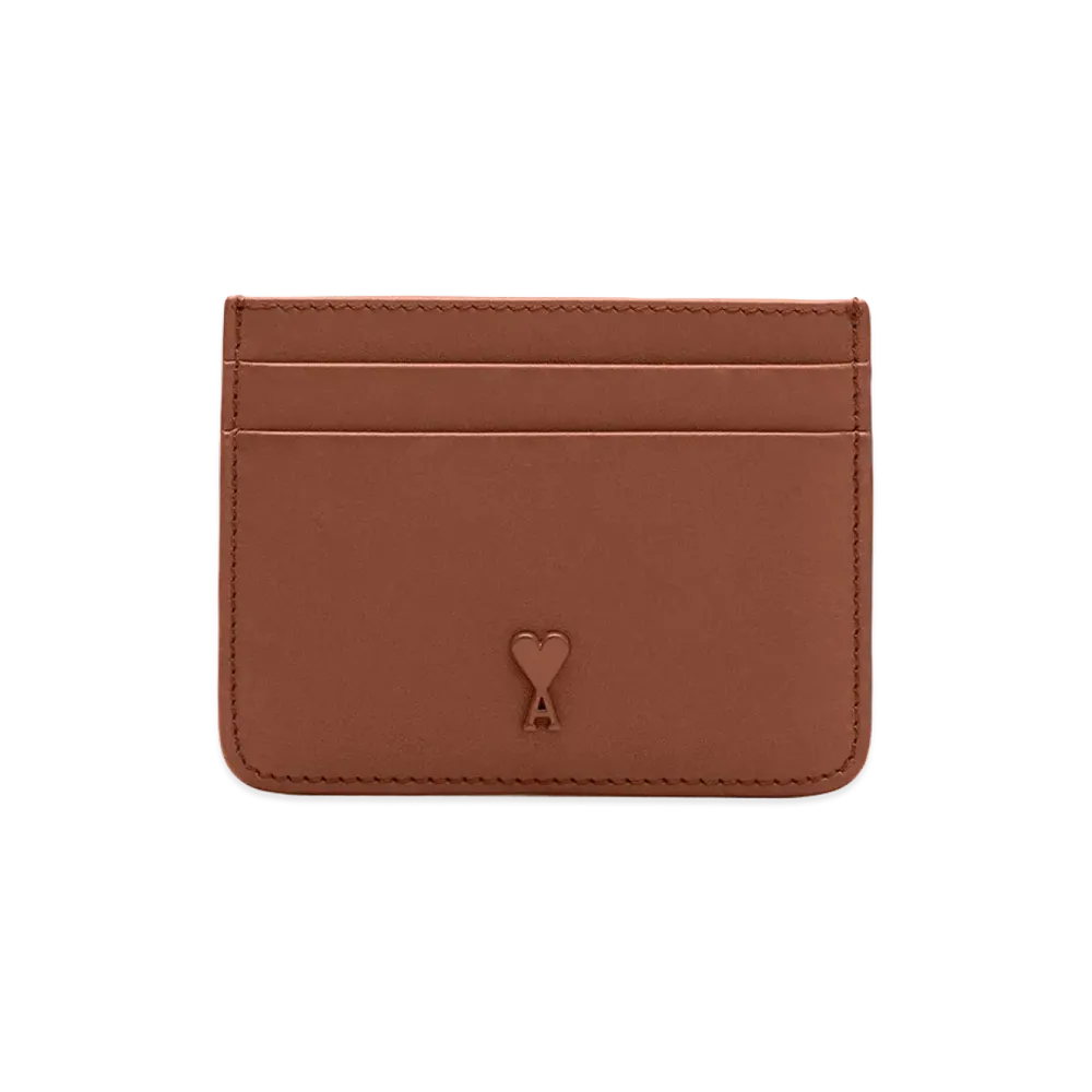 AMI PARIS Cowhide Leather Ami De Coeur Card Holder "Brown"