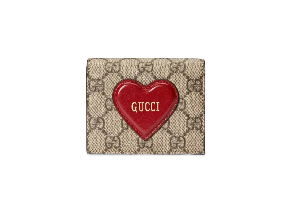 GUCCI Valentine's Day Card Case Wallet "Beige/Ebony"