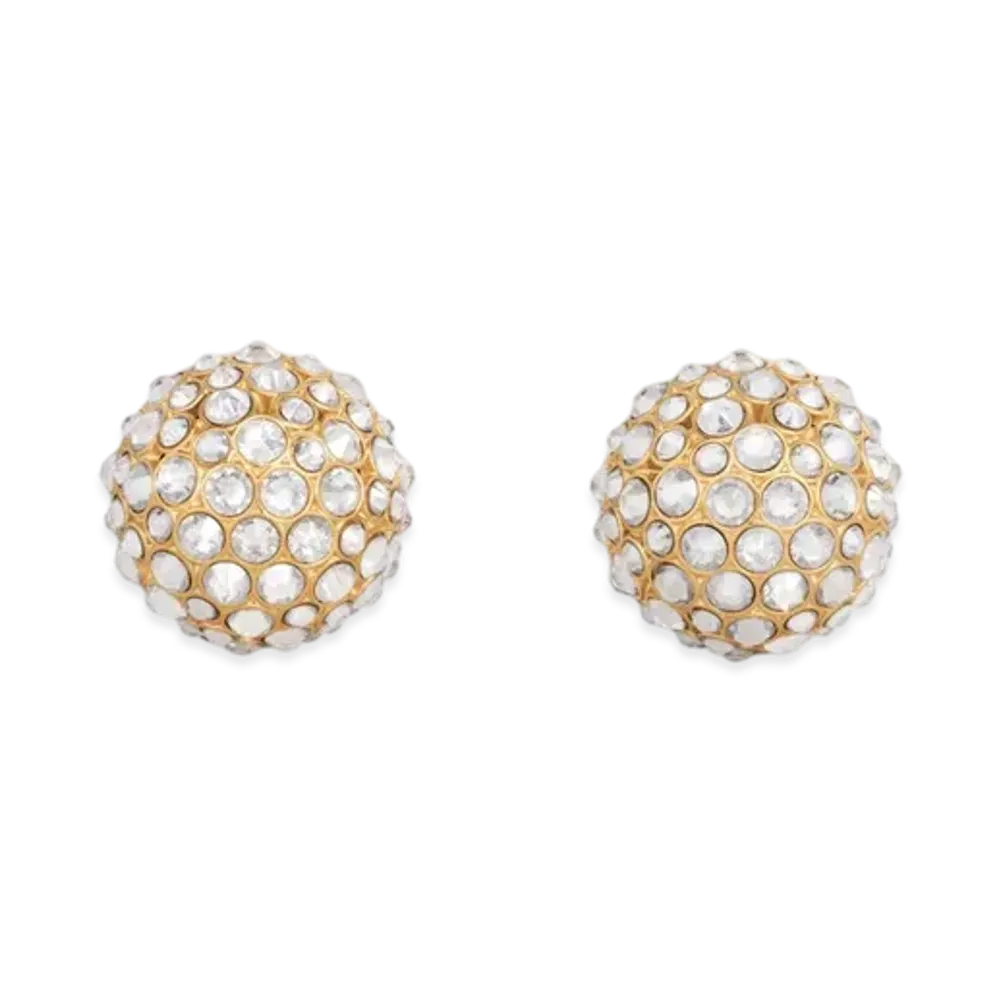 CELINE Heirlooms Dome Earrings in Strass and Brass "Gold"