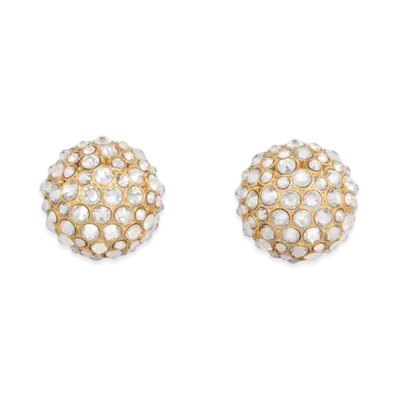 CELINE Heirlooms Dome Earrings in Strass and Brass "Gold"