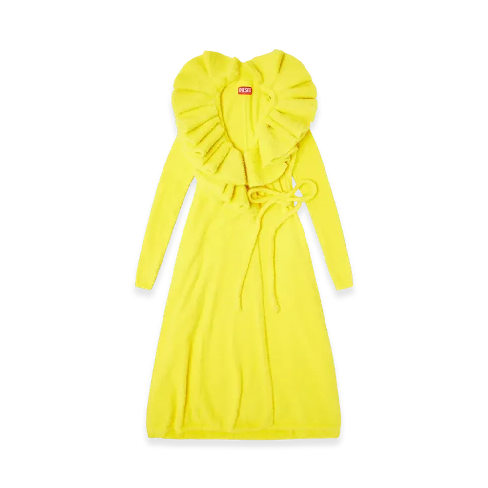 Diesel M-Ingelina Fluffy Midi Dress With Ripple Neck "Yellow"