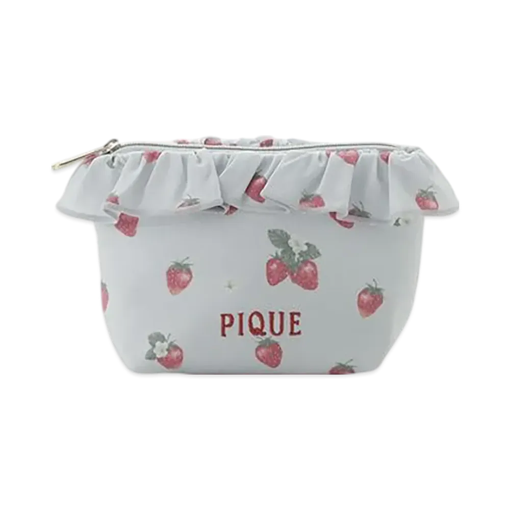 GELATO PIQUE Strawberry Pattern Frill Tissue Pouch "Blue"