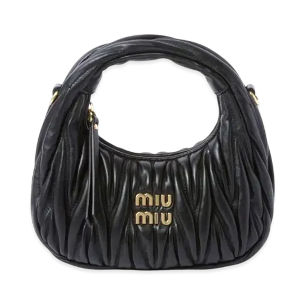 MIUMIU Wander Matelasse Nappa Leather Hobo Mini-Bag "Black"