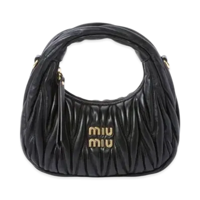MIUMIU Wander Matelasse Nappa Leather Hobo Mini-Bag "Black"