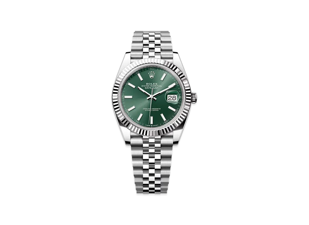 ROLEX Datejust 41 Mint Green Fluted Bezel Jubilee Bracelet "Mint Green"