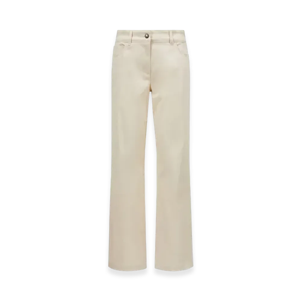MONCLER Cotton Gabardine Straight Leg Trousers "White"