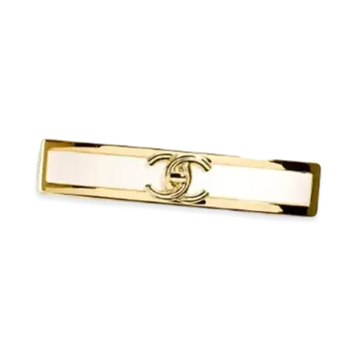 CHANEL Hair Clip Metal & Resin "Gold/Pearly White"