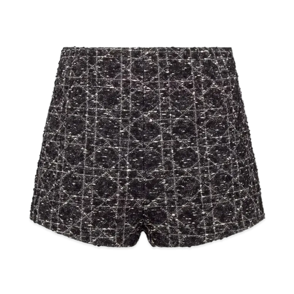 Dior Women's Macrocannage Shorts and Cotton Blend Tweed "Black/White"