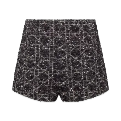 Dior Women's Macrocannage Shorts and Cotton Blend Tweed "Black/White"