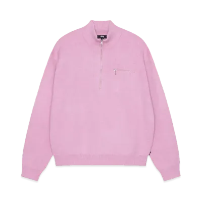 Stussy Half Zip Mock Neck Sweater "Pink"