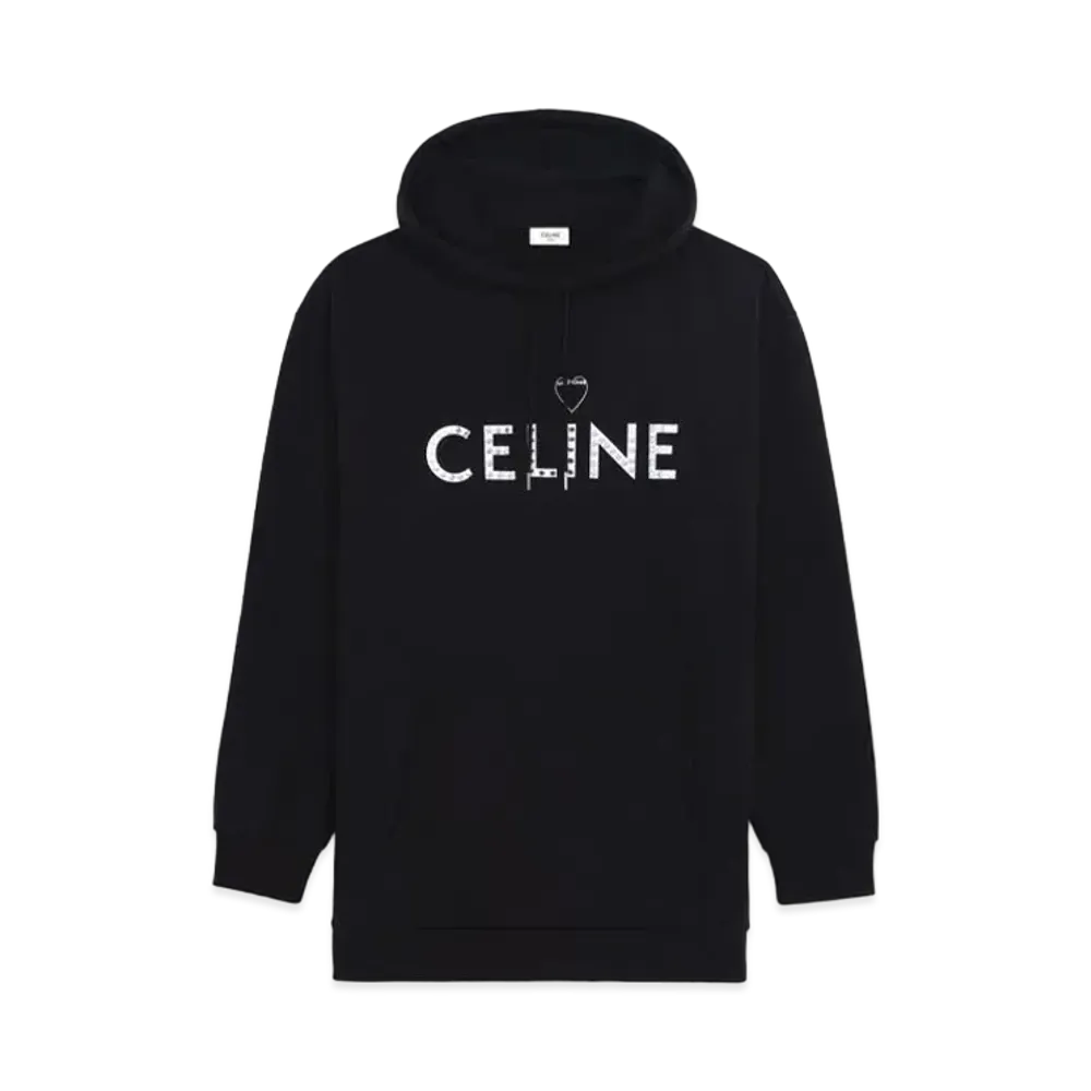 CELINE Hoodie In Cotton Fleece With Artist Print "Black/White"