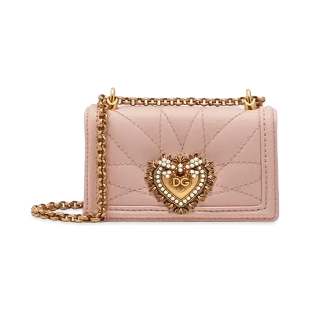 Dolce&Gabbana Devotion Micro Bag Matrasse Nappa Leather "Powder Pink"