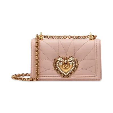 Dolce&Gabbana Devotion Micro Bag Matrasse Nappa Leather "Powder Pink"