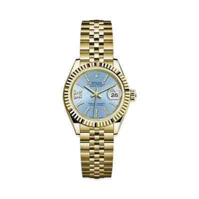 ROLEX Datejust 28 Cornflower Blue Stripe Dial 10P Diamonds 279178G
